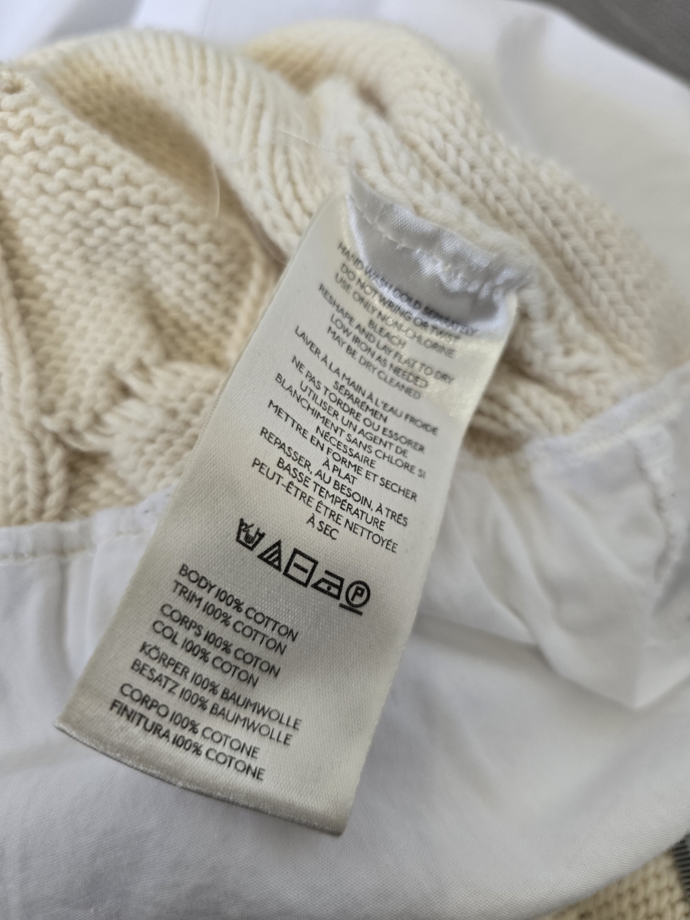 Anthropologie Pilcro Cable Knit Twofer Sweater Womens Size L Cream Preppy Office - Picture 10 of 11